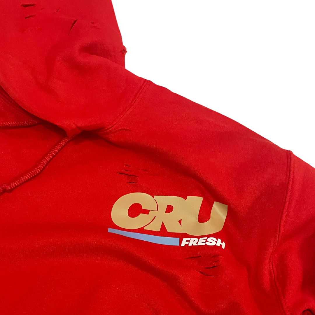 CRUCIAL DISTRESSED HOODIE RED