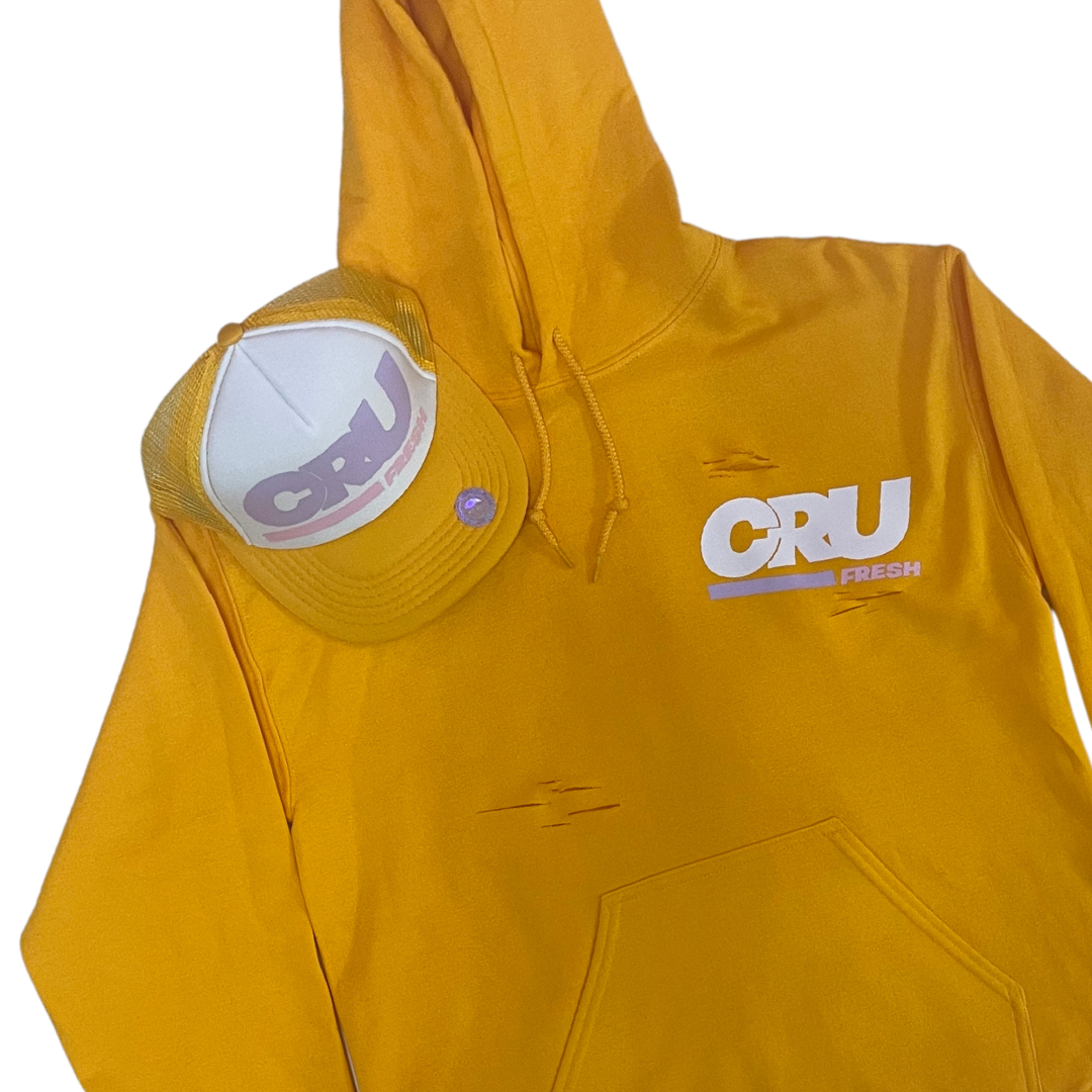 CRUCIAL DISTRESSED HOODIE YELLOW