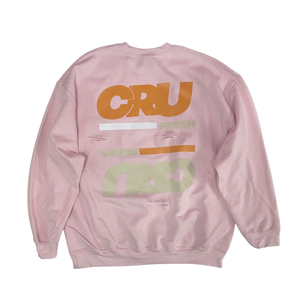 CRUCIAL DISTRESSED HOODIE SOFT PINK