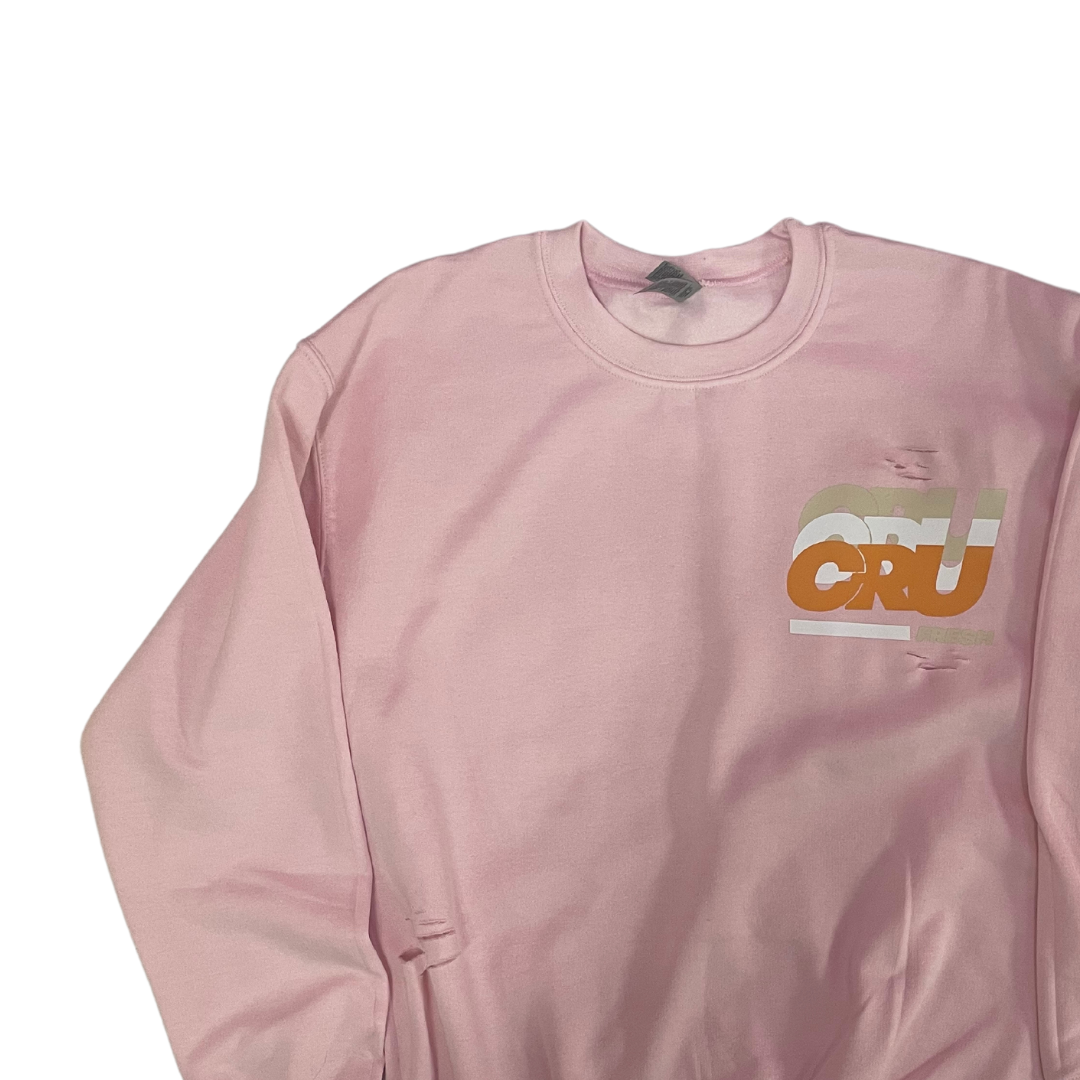 CRUCIAL DISTRESSED HOODIE SOFT PINK