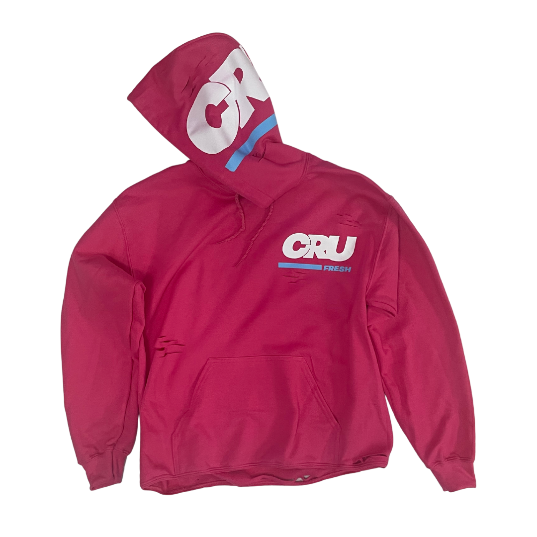 CRUCIAL DISTRESSED HOODIE PINK