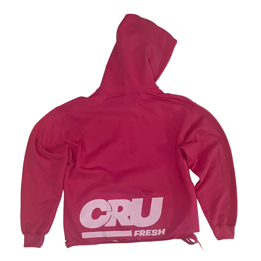 CRUCIAL DISTRESSED HOODIE PINK