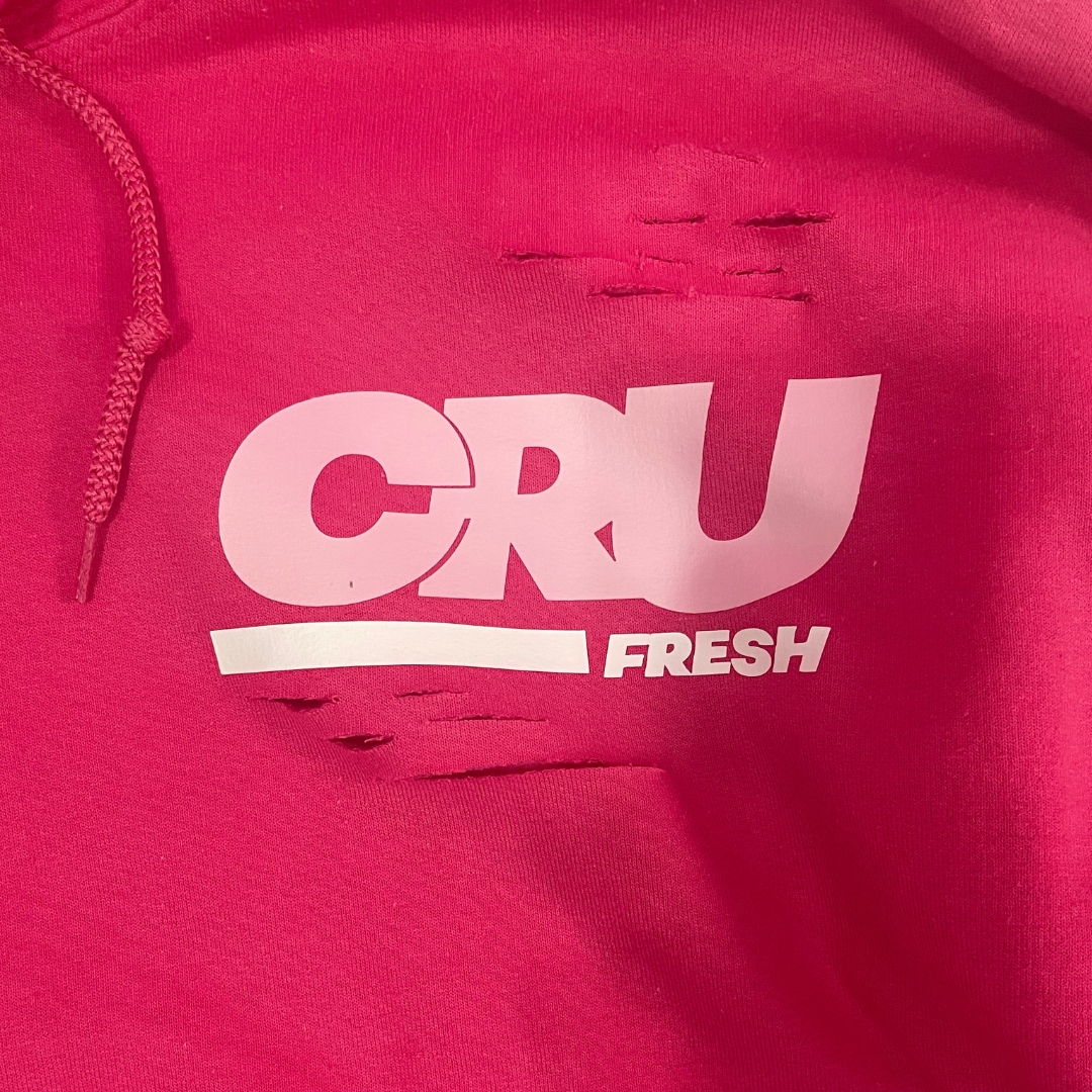 CRUCIAL DISTRESSED HOODIE PINK