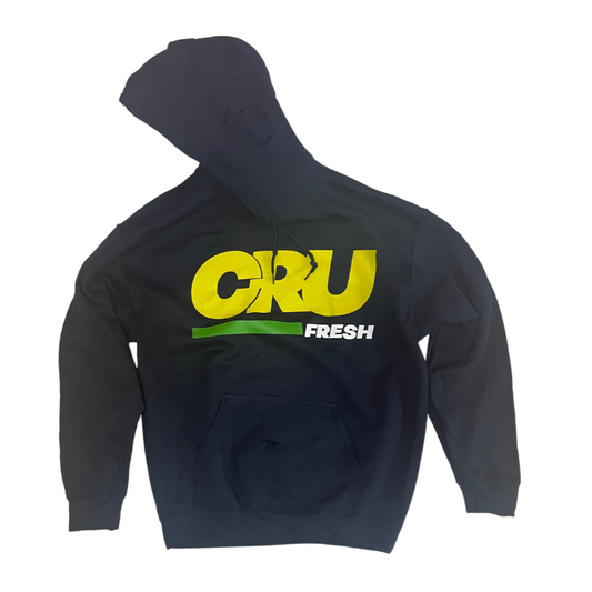 CRUCIAL DISTRESSED HOODIE BLACK WITH YELLOW & GREEN