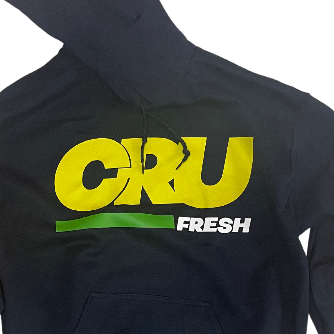 CRUCIAL DISTRESSED HOODIE BLACK WITH YELLOW & GREEN