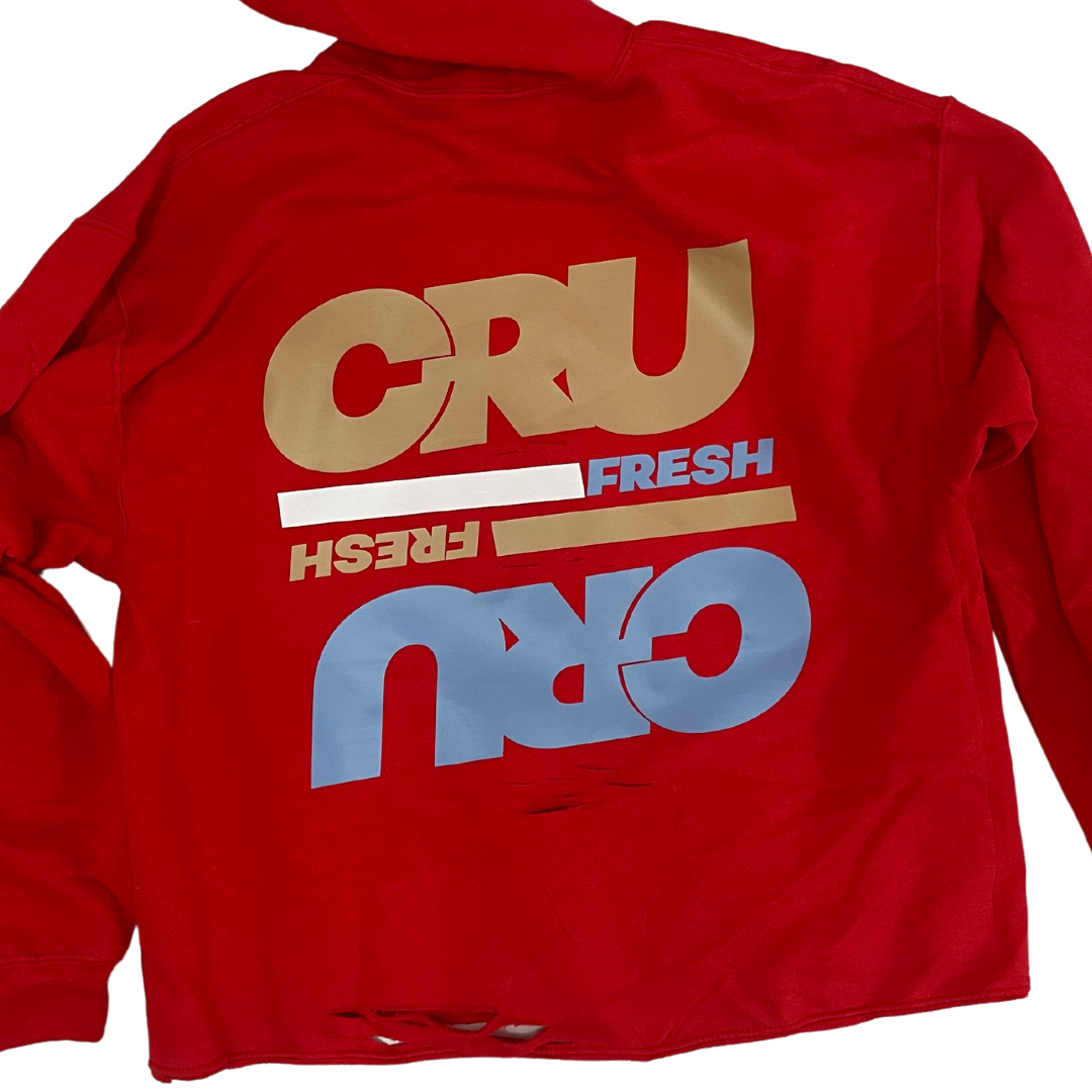 CRUCIAL DISTRESSED HOODIE RED