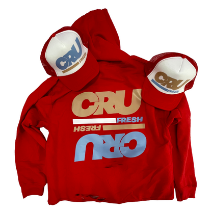 CRUCIAL DISTRESSED HOODIE RED