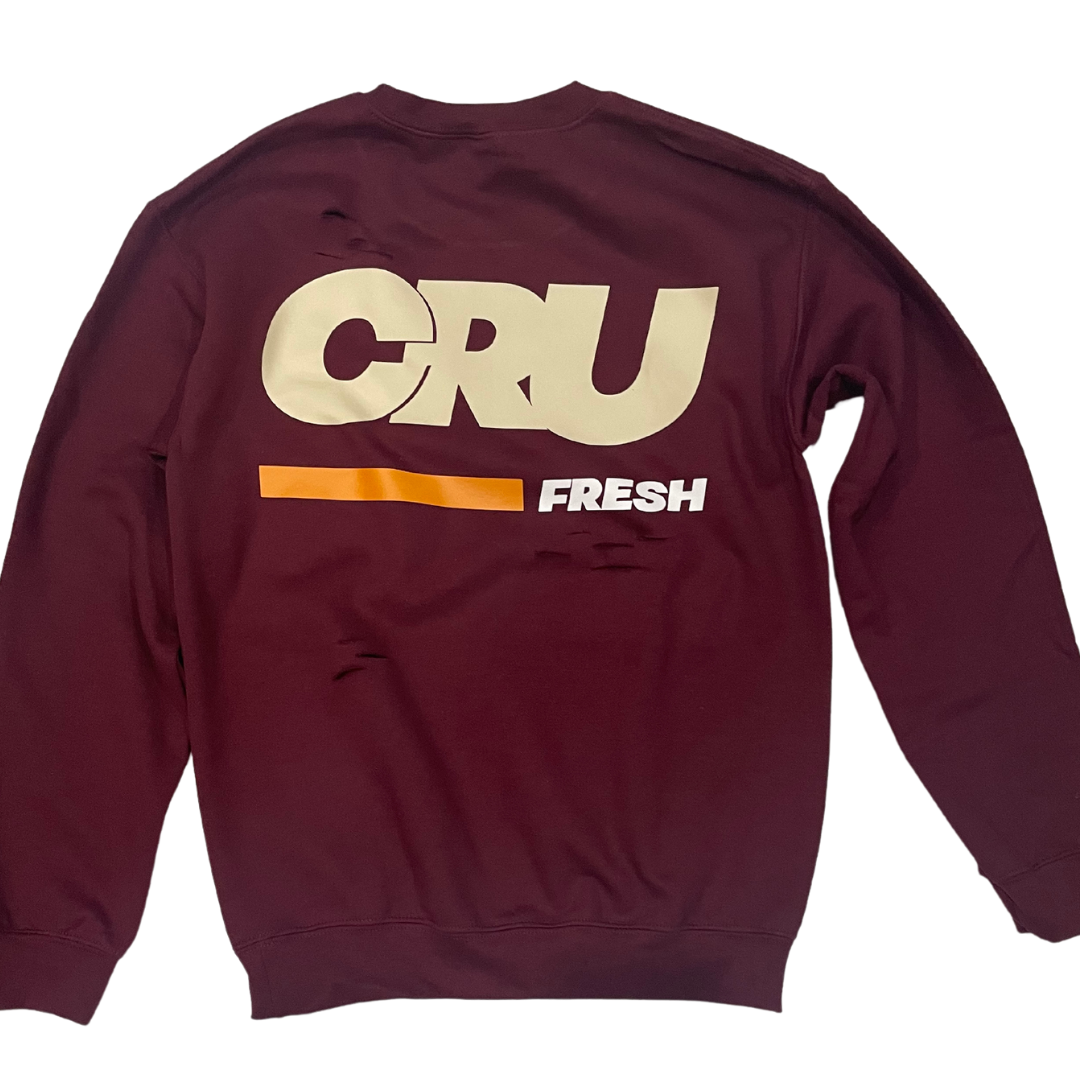 CRUCIAL DISTRESSED CRU NECK BURGUNDY